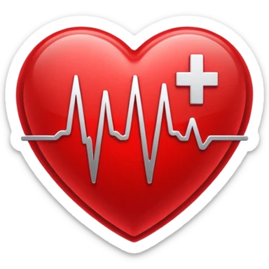 Precise and minimalist logo for MedSignal, red heartbeat pulse transforming into the letters ‘AI’, glowing edges with a metallic sheen, sleek design with clean white space, focusing on advanced healthcare technology and AI sticker