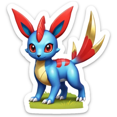  Cute Shiny Exotic Colorful Guilmon-Latias-Koraidon-Umbreon-Fakémon-hybrid-creature (full body)  sticker