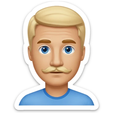 normal emoji 👨🏼 guy with blond hair, mustache, and blue eyes sticker