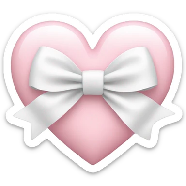 Pastel pink heart with white bow sticker
