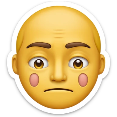 A straight face emoji with a slight look of disgust, a horizontal hand where the neck would be. All yellow sticker