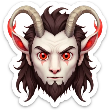 Evil, shadowie Male lord with Red glowing eyes and Long darkBrown Hair and goat beard sticker