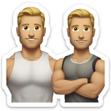 swole Gym bro with no beard or mustache, white male with light brown hair sticker