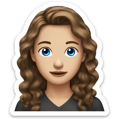 Brown hair. Blue eyes. Wavy hair. Barista sticker