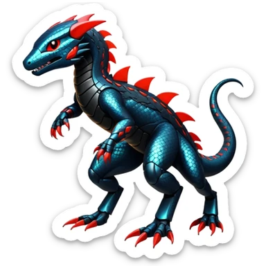 Modern Futuristic Scaly Cyber-Salandit-Litten-Hybrid (Full body) sticker