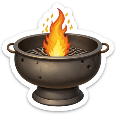 can you make a really medieval looking spiritual metal fire basin with a big fire coming out of the top sticker
