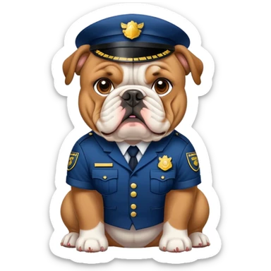 english bulldog wearing a security uniform sticker