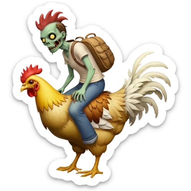 Create an iOS emoji with a zombie riding on a chicken’s back sticker