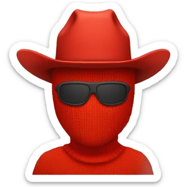 red ski mask with red cowboy hat sticker