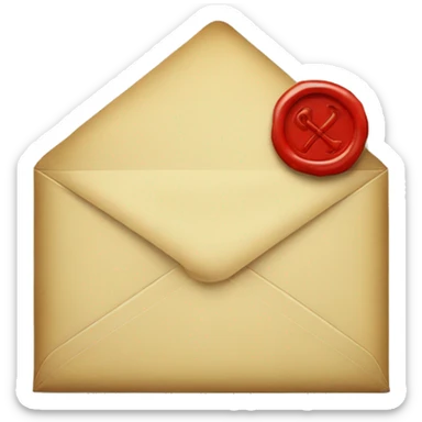 an envelope with a wax seal sticker