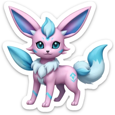 Futuristic Fluffy Celestial Magical Glaceon-Espeon-Sylveon-Umbreon-hybrid, full bod sticker