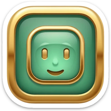 Blank Jade and gold style rounded square icon button sticker