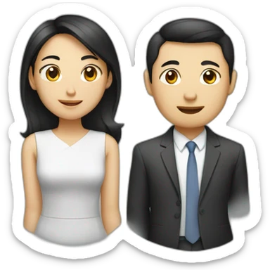 young asian male and female leader sticker