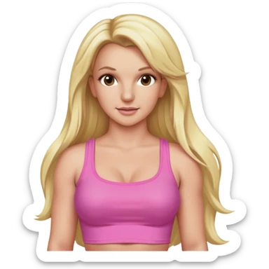 Britney Spears with long blonde hair, pink crop top sticker