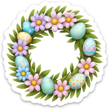 flower easter wreath in a shape of an egg sticker