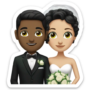 bride and groom, black hair, dark green eyes sticker