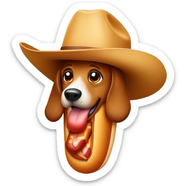 Hot Dog with a cowboy hat on sticker