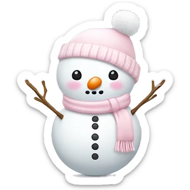 Cute white and light pink snowman sticker