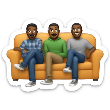 3 guys on couch sticker
