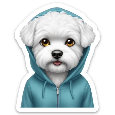 bichon wearing hoodie sticker