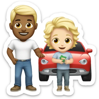 blonde dad plays cars with babyson sticker