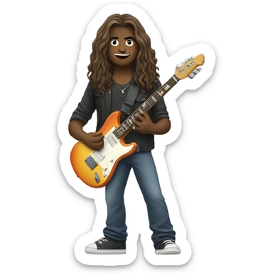 Long haired dork with electric guitar  sticker