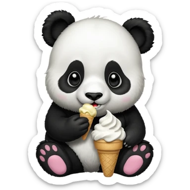 Panda eating ice cream sticker