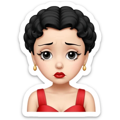 Betty boop with a very sad expression on her face sticker