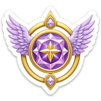 holy emblem with white wings and light purple diamond in the middle sticker