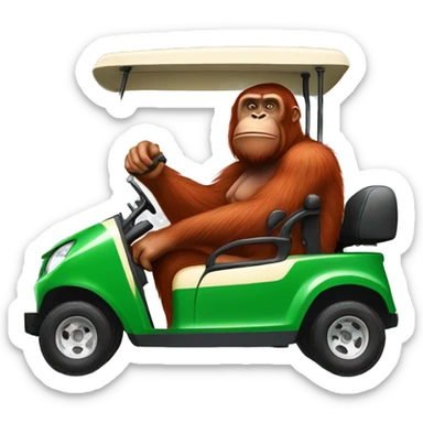 Orangutan driving golf cart sticker