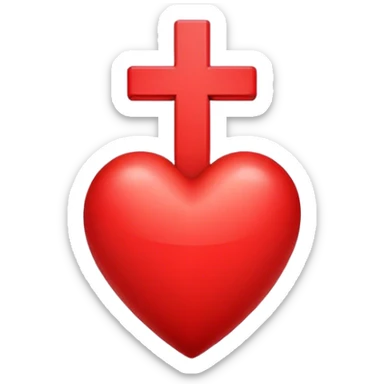 A cross on a heart  sticker