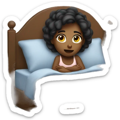 a girl in her bed who is wide awake sticker