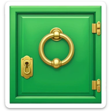 A simple green door emoji in the style of Apple emoji with a handle and a knocker. sticker