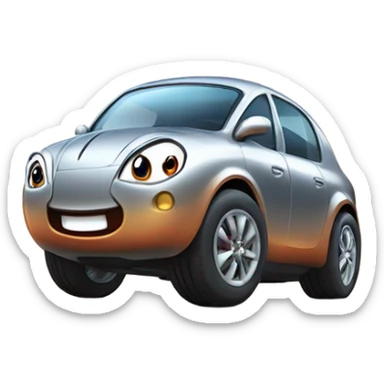 Metal cute Kirby ball driving on 4 car wheels sticker