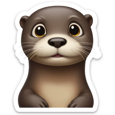 otter holding his face looking adorable and cute sticker