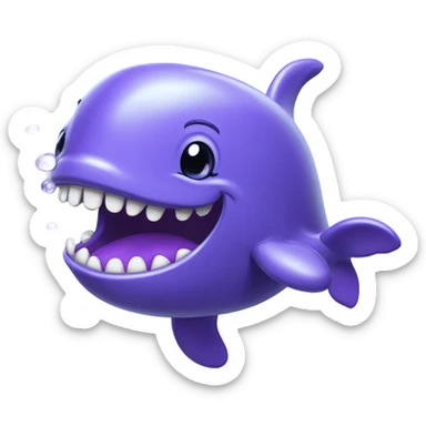 purple whale swimming with open mouth sticker