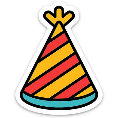 party hat color icon sticker