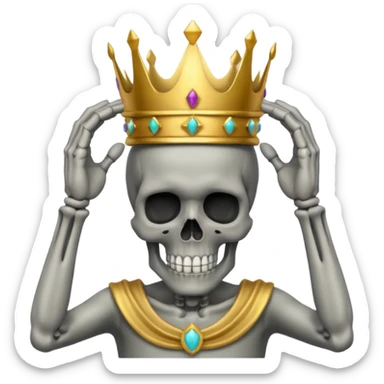 Skull with hands on head and a crown sticker
