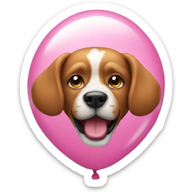 pink balloon with a dog shape  sticker