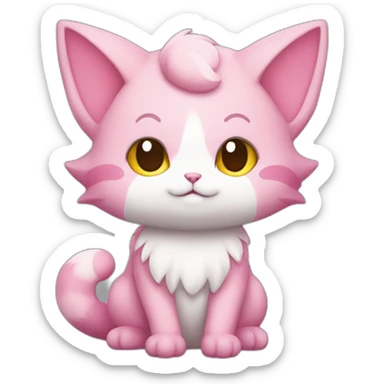 Sitting-bicolor-fairy-type-pink-cat-pokemon sticker