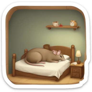 Mice sleeping in bed and a hearth sticker