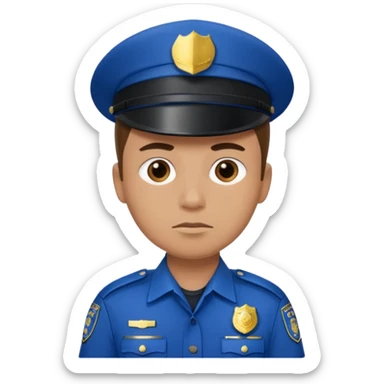 Police man wearing Blue uniform without hat or cap sticker