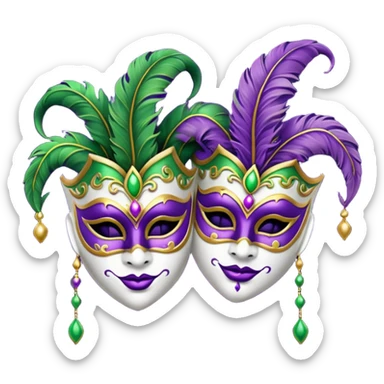 2 jesters masks for mardi gras in purple gold and green like this emoji : 🎭 sticker