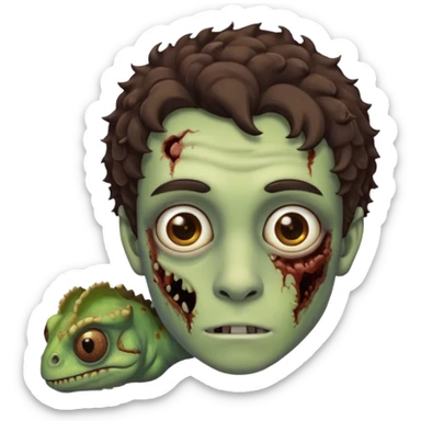 это должен быть юноша, глаза цвета хамелион, но более коричневые, выглядит как зомби и еще немножко кудрявые волосы темно коричневого цвета sticker