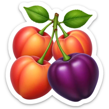 Cherries, peach and eggplant emoji sticker