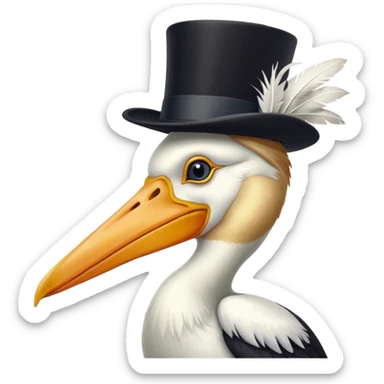 pelican in top hat sticker