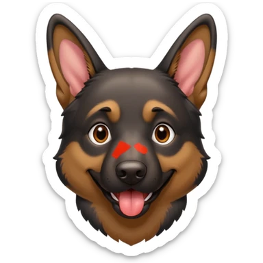 cartoon style dark German Shepherd dog with longer tongue hanging out  sticker