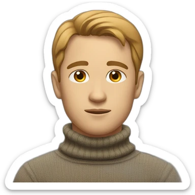 thoughtful guy in a turtleneck with light brown hair sticker