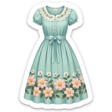 Cottagecore style ultra cute vintage material dress sticker
