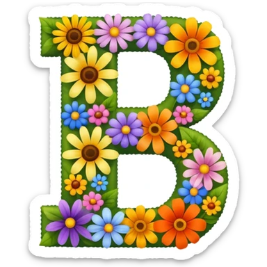 number 7 made of different flowers sticker